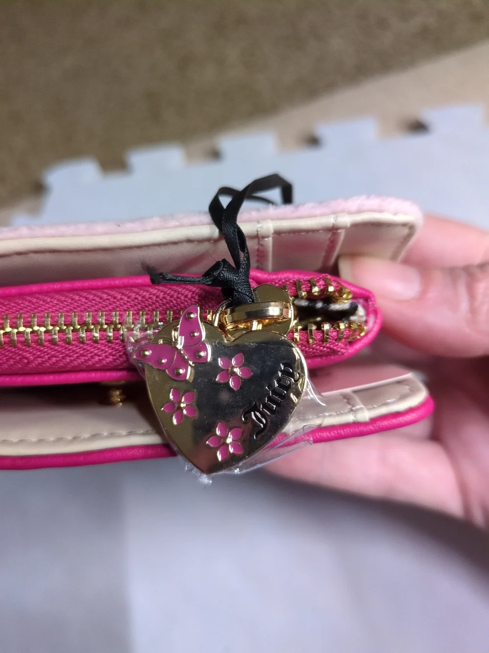 Juicy Couture Pink Plush 'Juicy' Zip Wallet
